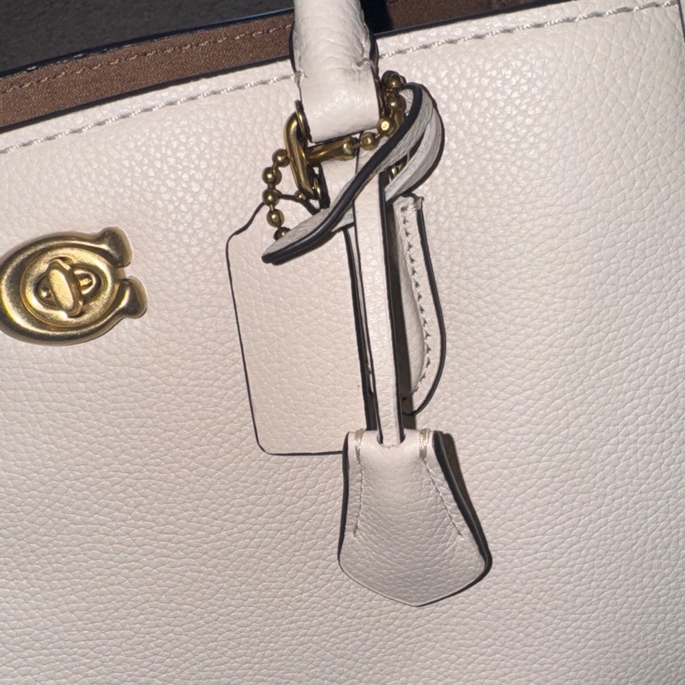 Coach Cream Satchel with Gold Accents - Picture 4 of 16